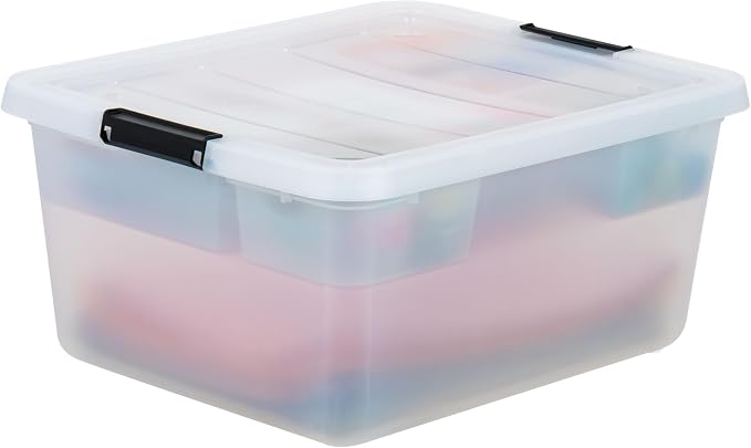 IRIS USA 18 Quart Clear Storage Organizer with Removable Dividers