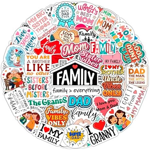 100Pcs Family Stickers for Scrapbooking, Water Bottle - Family Gifts Ideas, Party Supplies & Decoration - Gift for Women & Men