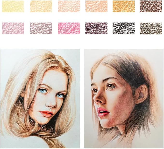12Pcs Skin Colored Pencils Set,Professional Drawing Pencils for Adults | Skin Based,No Duplicates,Pre-sharpened Wooden Sketch Pencil Art Supplies for Coloring Books