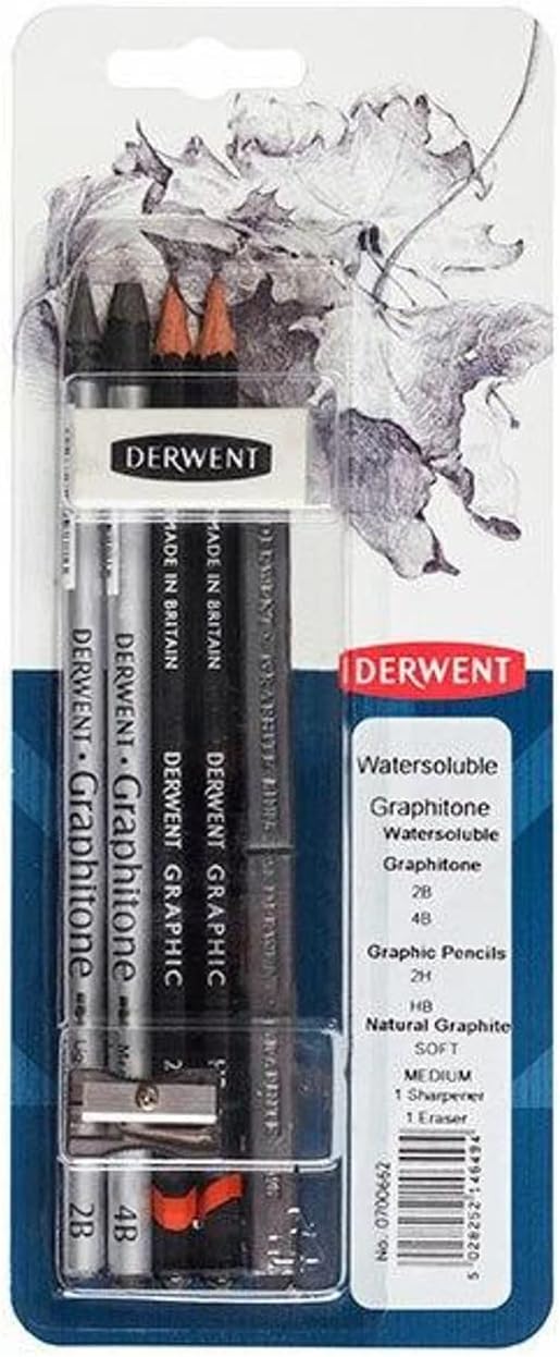 Derwent Water Soluble Graphitone Mixed Media, Pack, 8 Count (0700662)