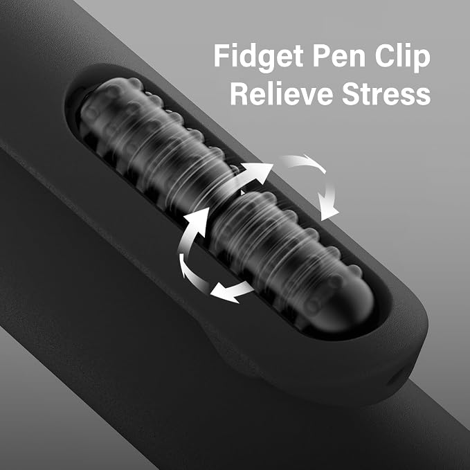 0.7mm Gel Pens Black Ink, 8 Pack Retractable Pens with Fidget Clip
