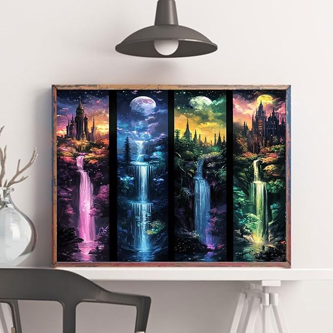 6 Pack Castle Paint by Numbers Kit for Adults Framed Canvas, Frameworkless | Easy Adult Paint by Number Kits on Canvas DIY 6 Pack Castle Painting for Beginners Art by Numbers for Home Wall Decor Gift