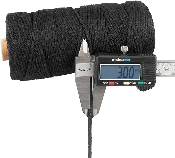G2PLUS 3MM Cotton String,328 Feet Black Natural Twine for Crafts & Bakers | Thick Natural Cotton String for Crafts, Bakers Twine, Halloween, Christmas Gift Wrapping