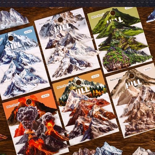 96 Pcs Realistic Mountain Nature Stickers for Junk Journaling