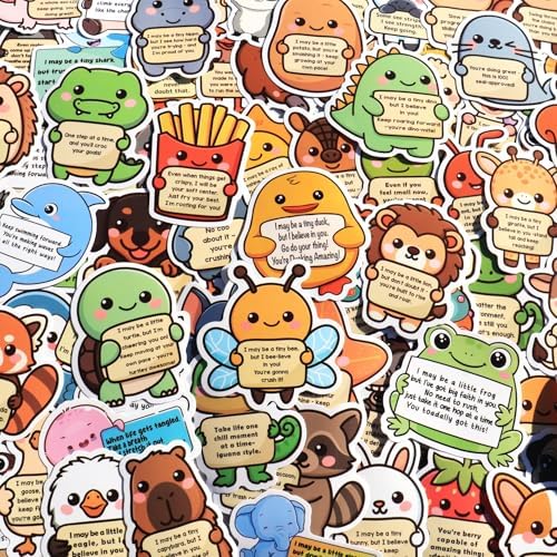 50PCS Emotional Support Animal Stickers by Puraesla– Affirmation Sticker Pack for Adults or Kids Cute Inspirational Buddies for Water Bottles, Laptops, Phones, Positive Quote Vinyl