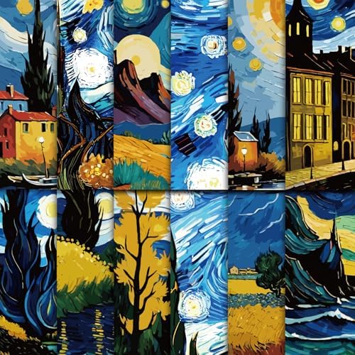 48 Sheets Celestial Scrapbook Paper,Starry Night Pattern Decorative Scrapbook Paper for Journals DIY Cards and Photo Albums,Aesthetic Craft Supplies