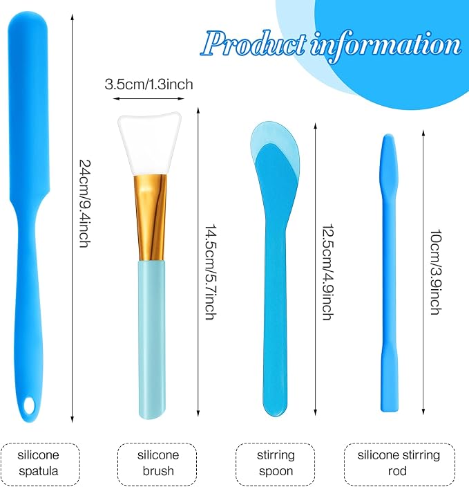Patelai 12 Pcs Silicone Stir Sticks Kit, Silicone Epoxy Brushes, Stir Tool Sticks, Mixing Spoon, Scraper DIY Crafts Tools for Resin Epoxy Liquid Paint(Assorted Color)