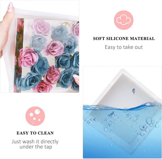Square Silicone Molds for Resin, Large Resin Mold Glossy Deep Square Molds 6.6''x 2'' w Deep Epoxy Resin Molds for Flowers Bouquet Preservation