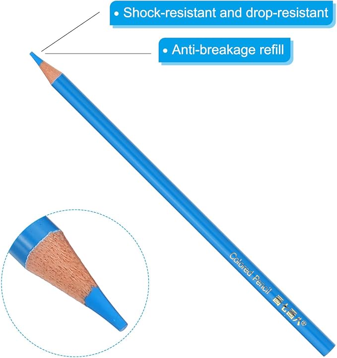 PATIKIL Sky Blue Colored Pencils Set,12 Pcs Oil Color Pencils Wooden Coloring Drawing Pencil for Artists Art Painting
