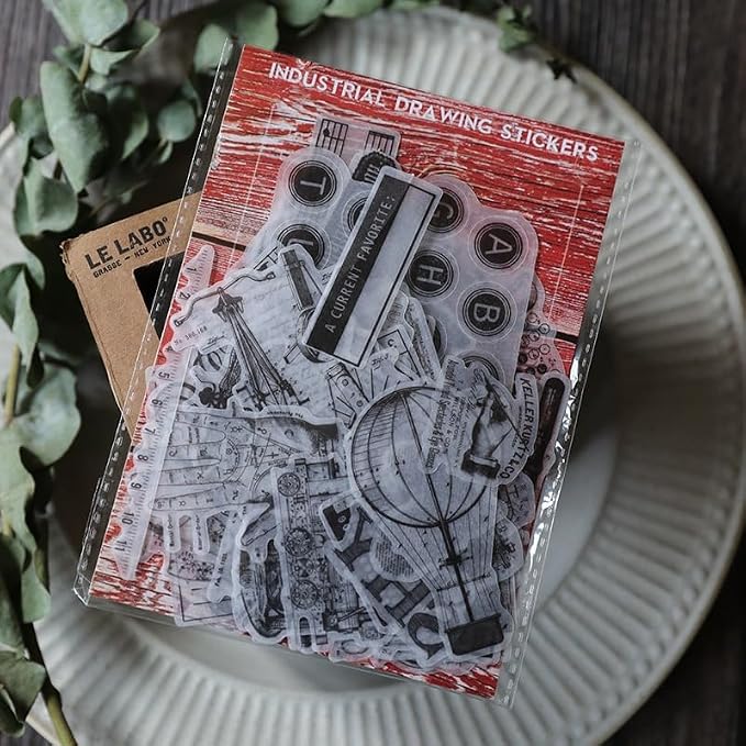 CATaireen Vintage Junk Journal Ephemera Scrapbooking Supplies Translucent Vellum Paper Stickers Card Making Decal Art Aesthetic for Adults (Ephemera Steam Machinery)