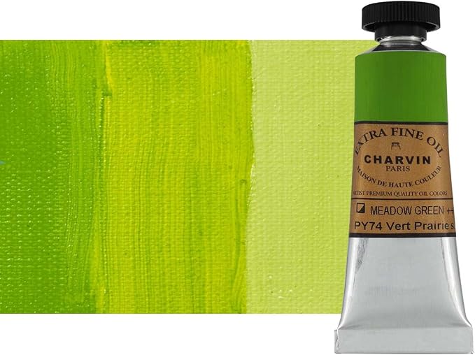 Charvin Extra Fine Oil Paint, Meadow Green 20 ml - Triple-Milled, Rich Texture, Poppy Oil-Based, Light-Fast, Handmade, Archival Quality