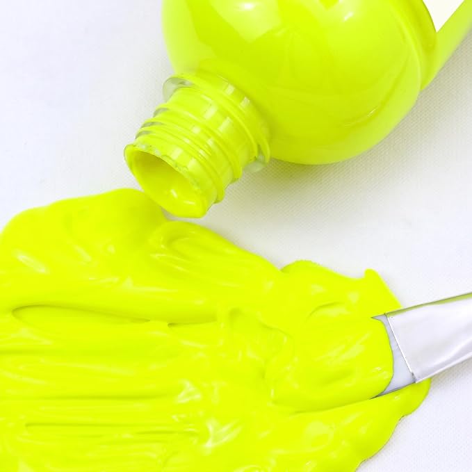Artecho Yellow Glow in the Dark Acrylic Paint 500ml / 17oz Large Bottle