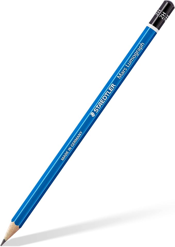 STAEDTLER Mars Lumograph 2H Graphite Art Drawing Pencil, 6 Pencils | for Sketching and Shading, Break-Resistant Premium Woodcase Drawing Pencils, 6-Piece Set