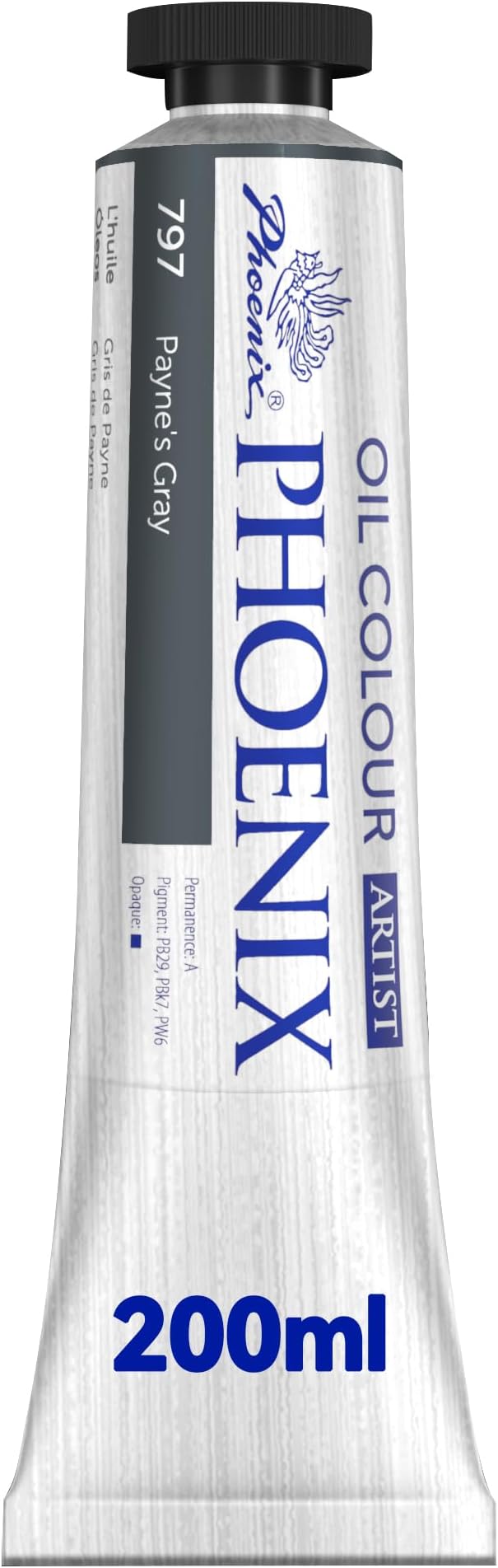 PHOENIX Payne's Gray Oil Paint 200ml / 6.75 Fl oz | Single Large Tube, Artist Quality, Oil Based, For Professionals