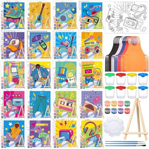 Sherr 140 Pcs 20 Set Pre Drawn Canvas Painting Kit, Vintage