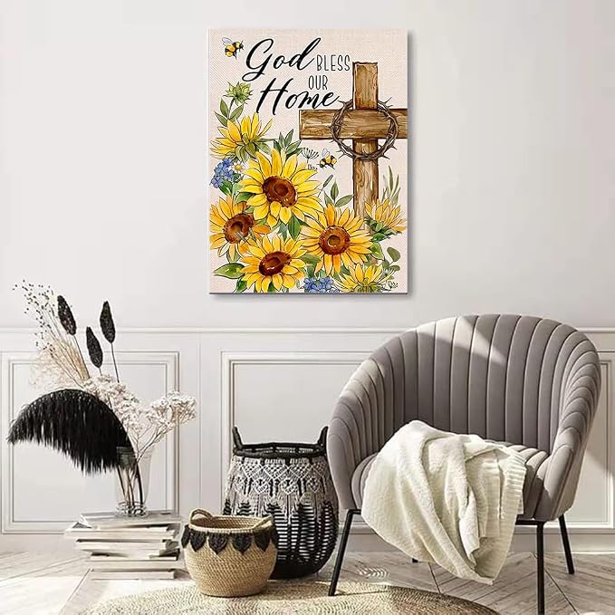 Diamond Art Kits for Adults Sunflower Cross Diamond Painting Kit 12x16in
