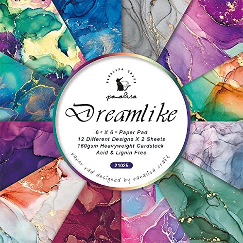 YASMEN Marble Scrapbook Paper Pad, 6x6 Single-Sided Valentine Cardstock Paper Pad for Card Making, Journals, Planner, DIY Envelopes, Greeting Cards, Gift Card, Decorative Art Craft -24 Sheets