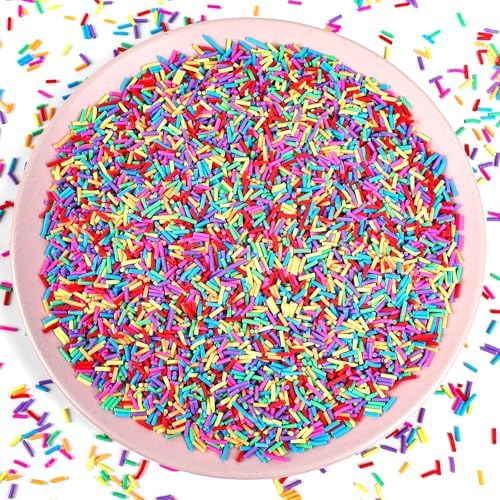 DIYASY 180g Fake Sprinkles, 6.35 oz Non-Edible Resin Sprinkles Faux Plastic Candy Sprinkle Polymer Clay Slices for Nail Art DIY Crafts Cake Phone Case