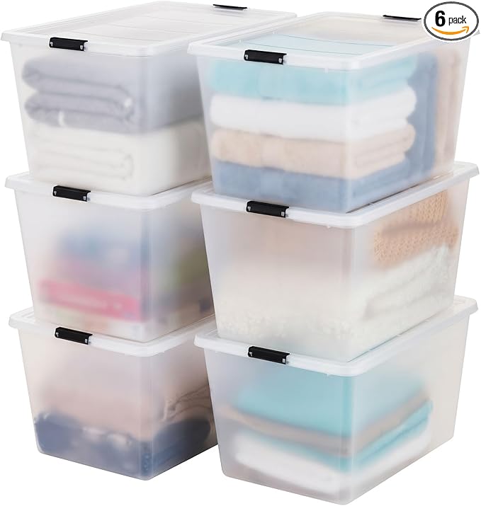 IRIS USA 6-Pack 55 Quart Clip Box with Latching Lid