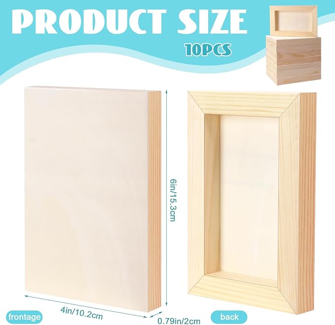 FSWCCK 10 Pack 4 x 6 inch Wood Panel Boards, Unfinished Wood Canvas Panels for Crafts, Painting Canvas, DIY Art Projects, Pouring, Arts Use with Oils, Acrylics