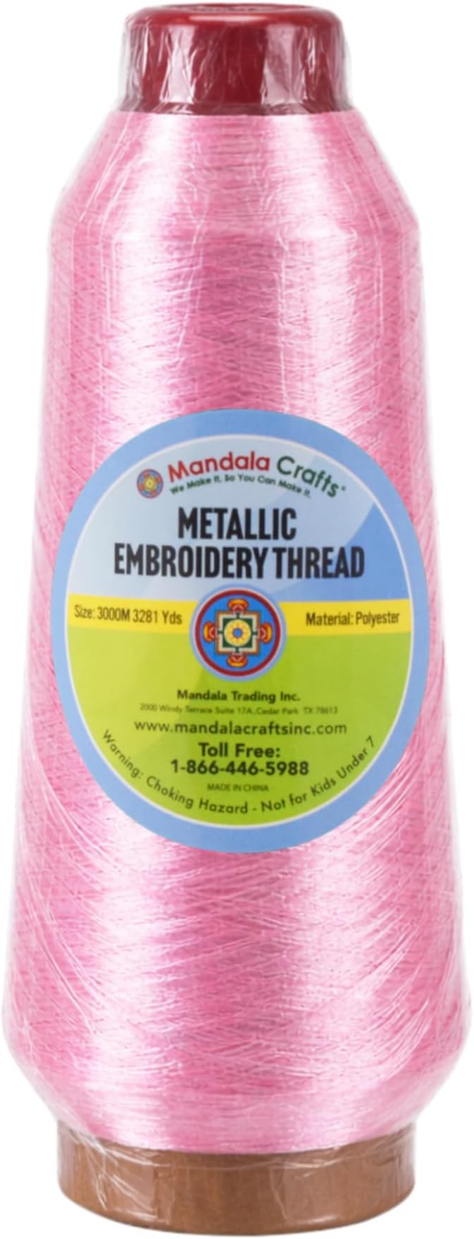 Mandala Crafts Metallic Baby Pink Embroidery Floss for Sewing, 3281 Yard Spool