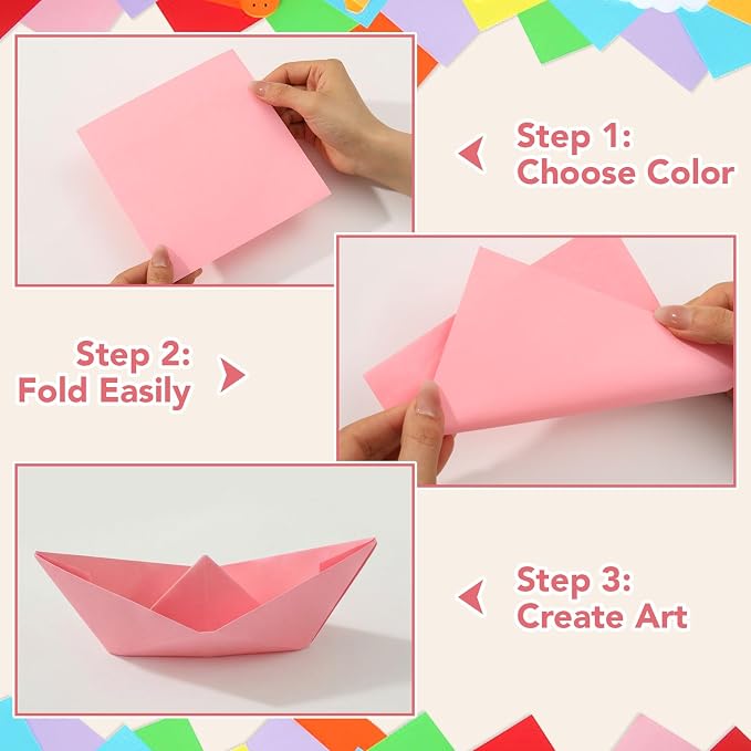 20 Colors Origami Paper 6 × 6 In, 200 Sheets Oragami kit for Kids Ages 8-12 | Square Origami Kit, Easy to Fold, Colorful Crafts for Handmade Projects, Folding , Diy Party Decor & Back to School Gifts