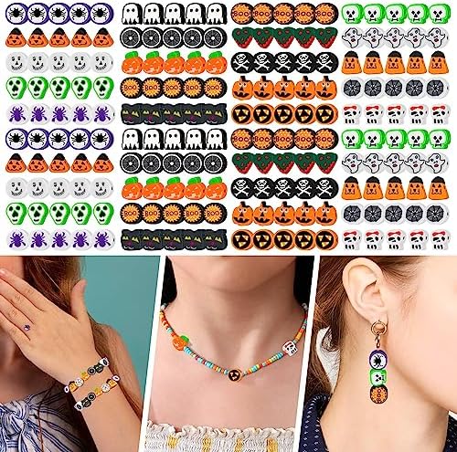 400 Pcs Halloween Polymer Clay Beads, Mixed Heishi Spacer Beads Supplies