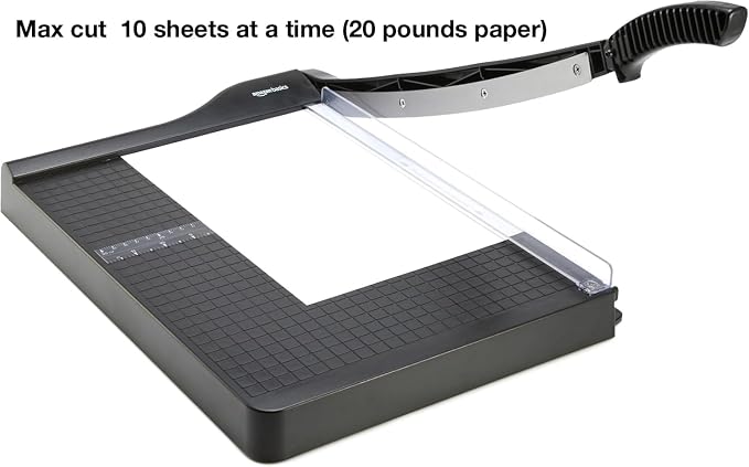 Amazon Basics Paper Trimmer Cutter for Office and Crafts, Heavy-Duty, Portable Guillotine Paper Cutter, 15-Inch, 10-Sheet Cardstock for Photos