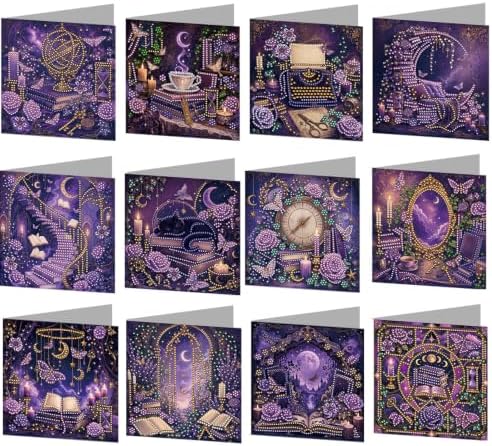 POETRYDRAW DIY Diamond Art Painting Greeting Card Kit, Creative Craft Set for Card Making，Dark Academy