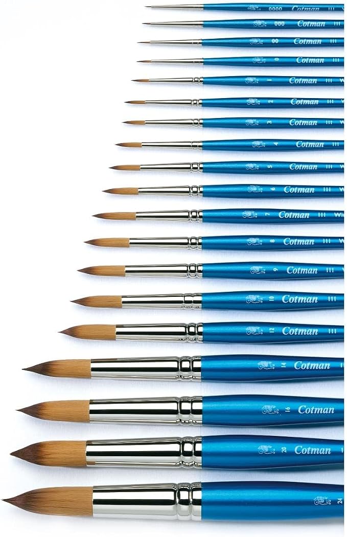 Winsor & Newton Cotman Short Handle Brushes, Set of 4, (Round 1, 4, & 6, One Stroke 3/8")