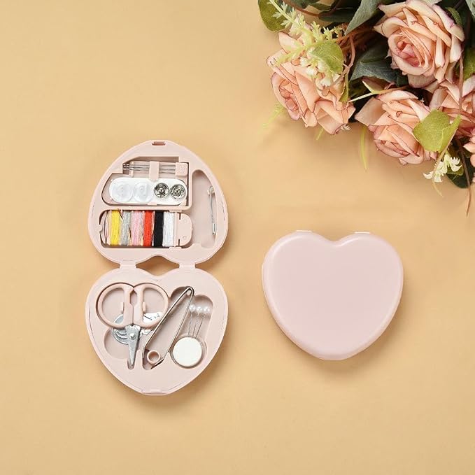 1 Pc Sewing Kit Box, Travel Sewing Kit for Adults, Sewing Tools Household Clothing Fixes Sewing Kit, Portable Mini Sewing Kit, Sewing Thread Accessories, Basic Sewing Supplies Accessories (Pink)