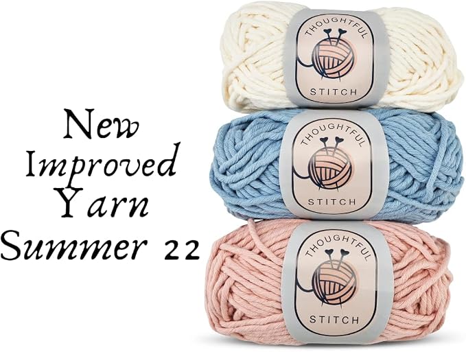 Thoughtful Stitch Knitting Kit for Beginners Adults & Kid Friendly- Complete Knitting Kit - Learn to Knit Yarn Set with Tutorial Book for Adult Hobbies - 100% Cotton Wool & Bamboo Knitting Needle
