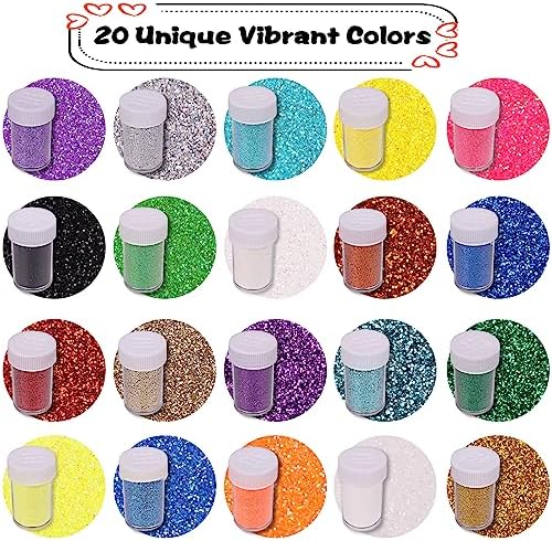 Holographic Fine Glitter Set, Multi Assorted 20 Colors Arts and Craft Glitter, Ultra Fine Glitter Powder Sequins for Resin Epoxy Tumbler Nail Body Face Hair Decoration Weddings Flowers Festival