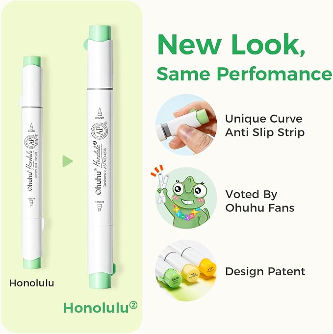 Ohuhu Alcohol Markers Brush Chisel 120 Colors for Adult Coloring Refillable | AP Certified Art Marker Set, Dual Tips Alcohol-based for Artists Beginners Drawing Illustration Sketching, Honolulu 2
