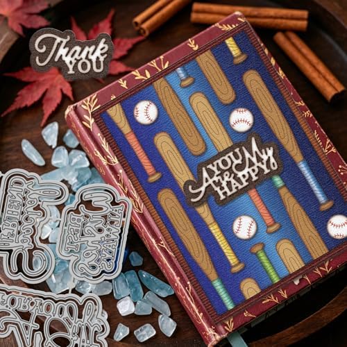 GLOBLELAND Layered Greeting Texts Cutting Dies for Card Making Blessing Words Metal Die Cuts Retro Overlaying Artistic Best Wishes Die Cut Dies for DIY Cards Scrapbooking Photo Album Crafts Decor