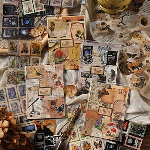 Junk Journal Stickers for Scrapbooking, 120Pcs Retro Flower Butterfly Nature Poem Stamp Letter Decorative Stickers for Scrapbook, DIY Crafts Album Phone Cases Laptops Calendars Notebook (Poem)