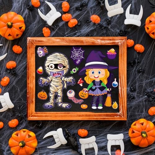 SmilinFit Halloween Stickers for Kids, DIY Crafts Halloween Goodie Bag Stuffers, Party Games Activities Pumpkin Stickers Party Favors Decorations Supplies
