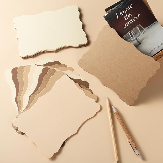 50 Pack Blank Kraft Greeting Cards, Brown, 5 Colors, 4x6IN