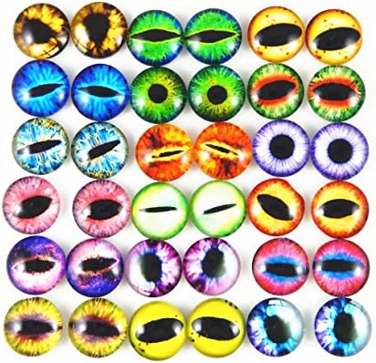 Julie Wang 10mm 100pcs Dragon Eyes Flatback Glass Cabochon Dome Cameo for Artworks Making Jewelry Craft DIY Supplies 0.39inches