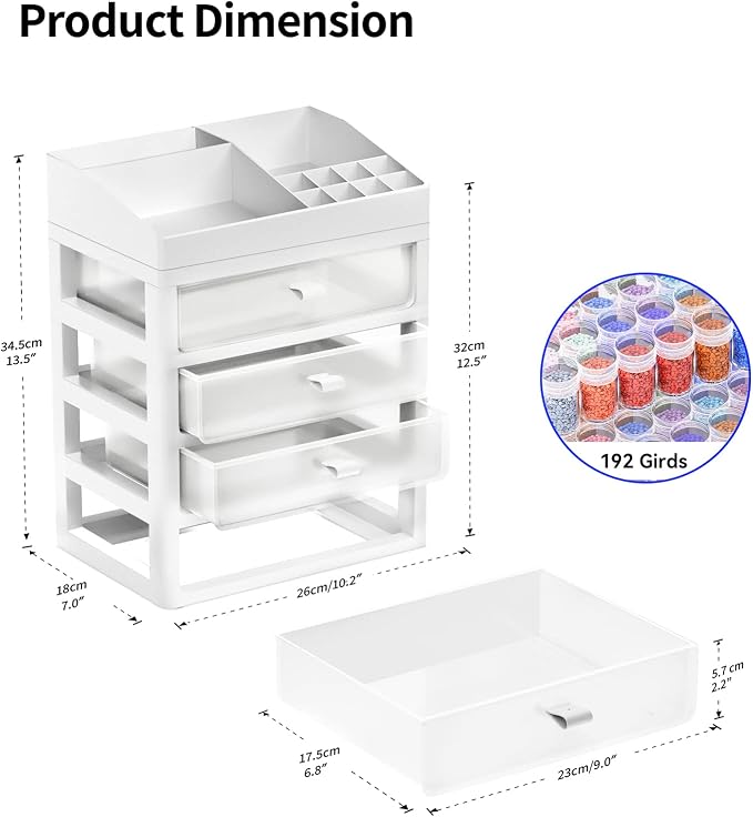 ARTDOT Diamond Painting Accessories Boxes, 192 Pieces 5D Diamond Painting Adult Pictures Storage Box with Case Funnel Stickers