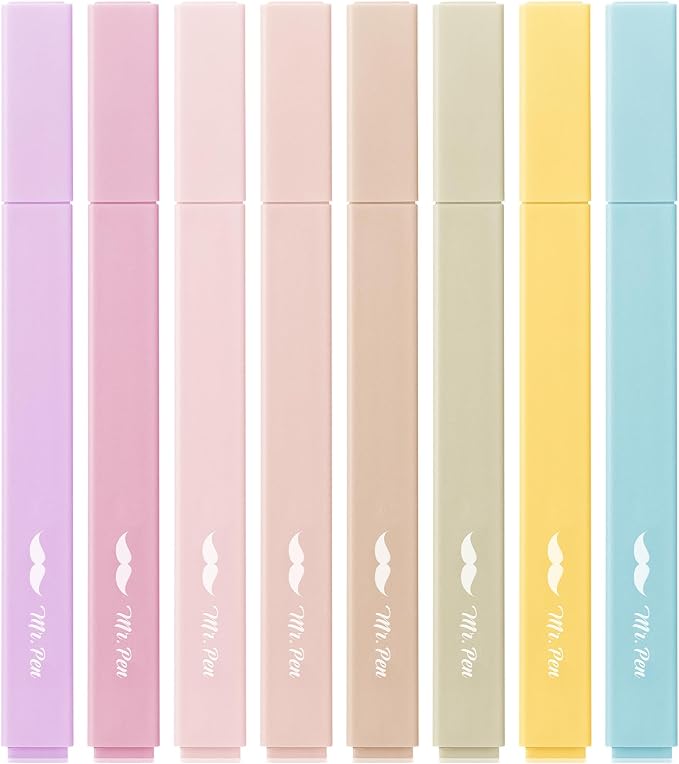 Mr. Pen- Aesthetic Highlighters No Bleed, 8 Pack, Assorted Colors | Chisel Tip, Cute Highlighters Assorted Colors for Journaling, Highlighting, Underlining, Fast Dry, Back to School Supplies