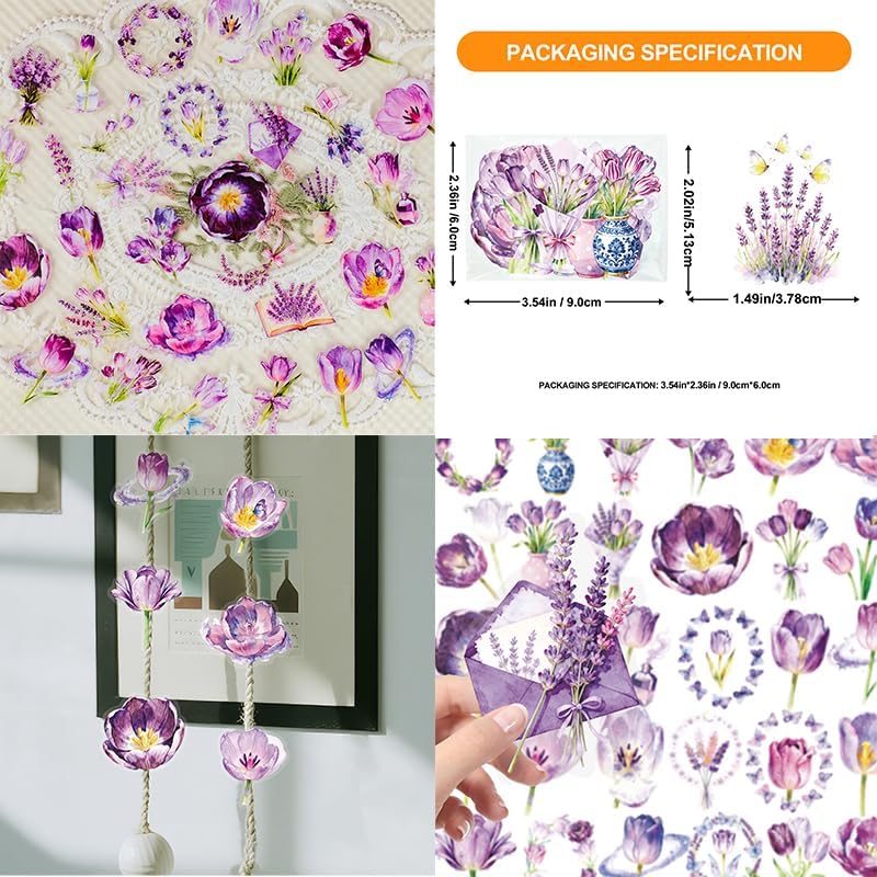 56Pcs Natural Flower PET Stickers Set