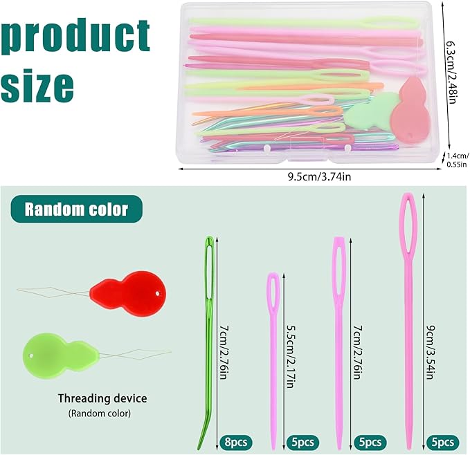 Bupete 25 Pcs Yarn Needles Metal Tapestry Needle Crochet Needles for Yarn | Large Eye Sewing Needles, Curved Darning Needles, Plastic Needles, Knitting Needles for Sewing, Knitting, Crochet