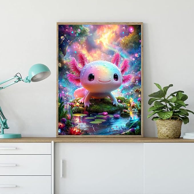 ijbnhd Axolotl Diamond Art Kits for Adults for Home Wall Decor 12x16 inch