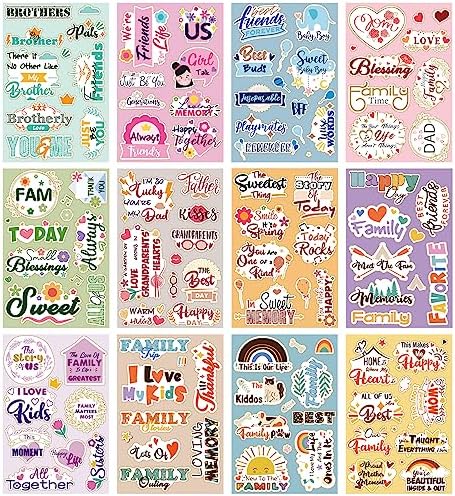 Qilery 60 Sheets Family Scrapbook Stickers Bulk