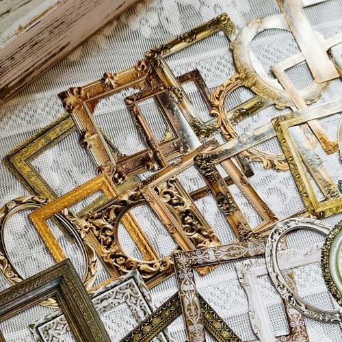 100 Pcs Vintage Frame Stickers Metallic | Scrapbooking Stickers for Journals, Planners, Junk Journals, Wedding Albums | Scrapbook Supplies & Decorations