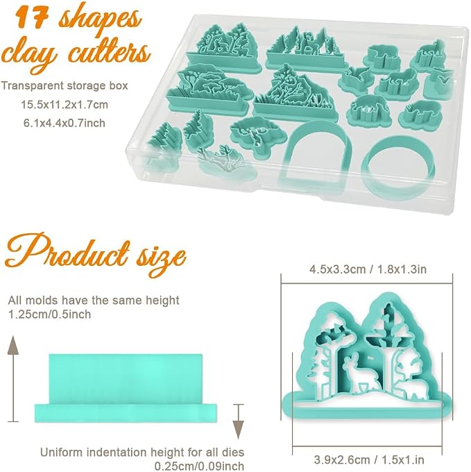 ORIGACH 17 Pcs Forest and Animals Polymer Clay Cutters Set