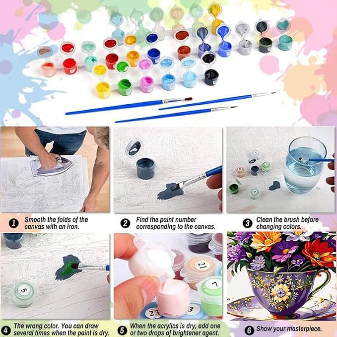 Arttoplus Flowers Paint by Numbers Kit for Adults Beginner 16x20 inch | Flowers Adult Paint by Number Kits on Canvas, Floral Oil Acrylic Painting by Numbers for Gift Home Wall Decor (Without Frame)
