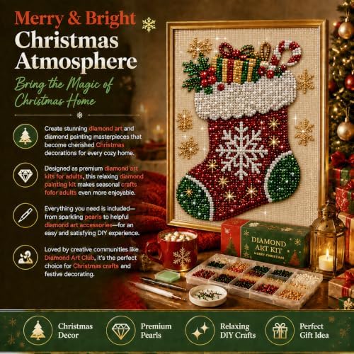 Christmas Diamond Art Kits for Adults,Pearl Art Kits for Adults(8in 1 Pcs)