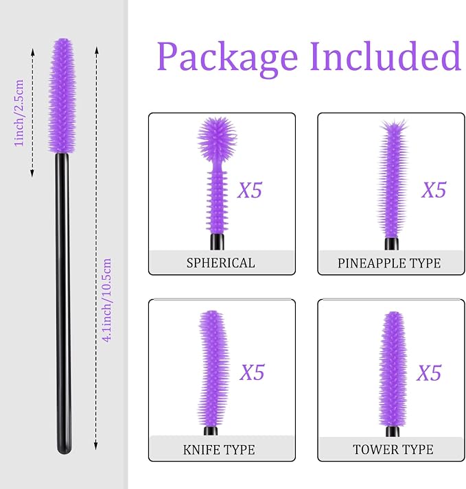 FJW Machine Cleaning Brushes, Reusable Silicone Dense Bristles Clean Brush for Sewing Machine Internal and Spool Area, The Every Nook and Cranny Sewing Machine Cleaning Tools 20 PCS Purple